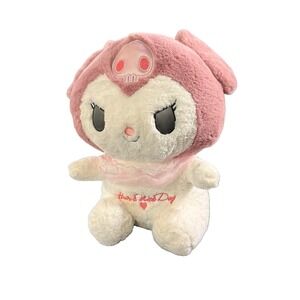 Sanrio Kuromi Devil Plush Pink Hood Have a Nice Day Lace Collar 14" Stuffed Toy